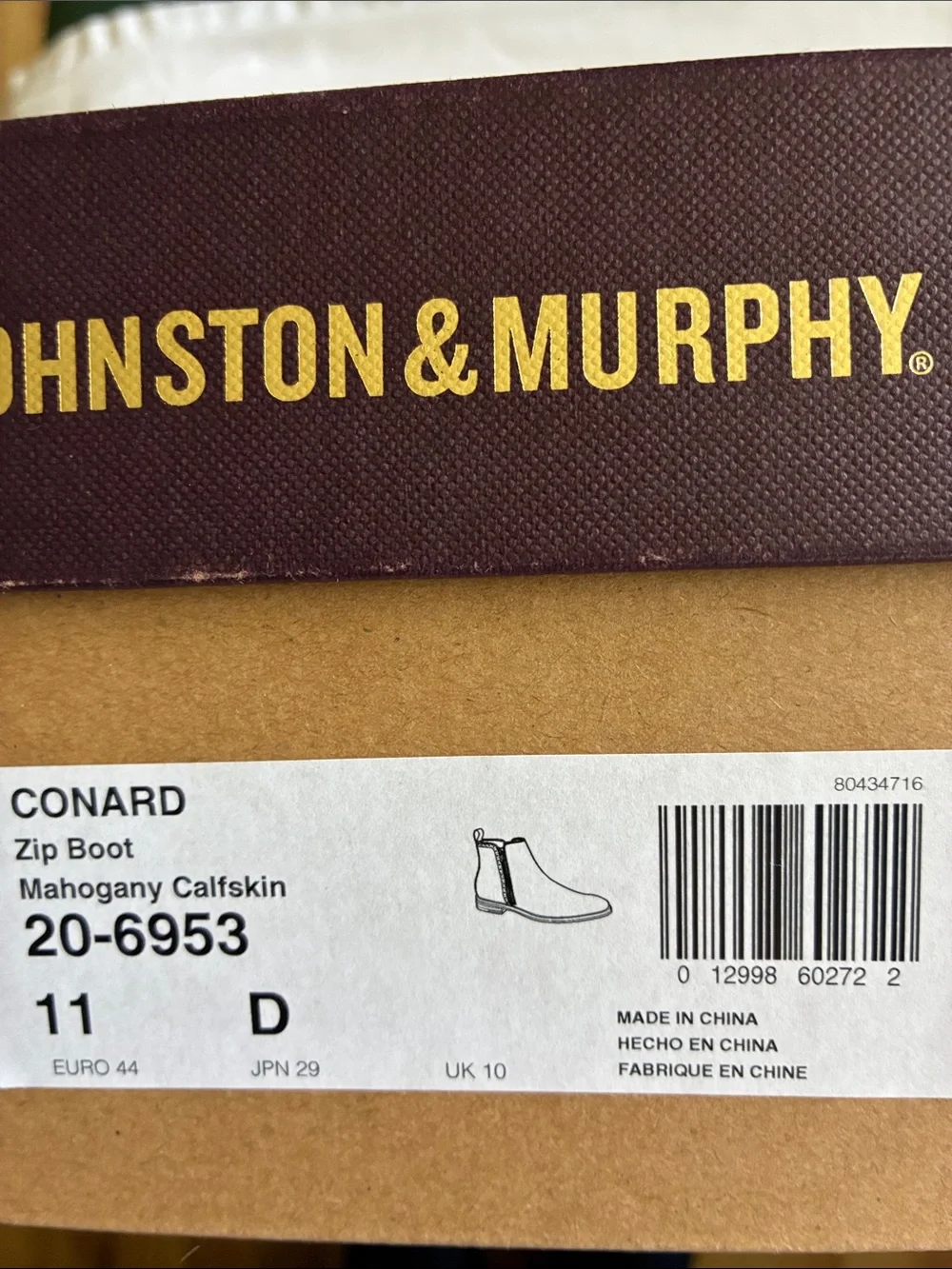 Vintage Johnston & Murphy Chestnut Brown Leather Chukka Boots with Side Zip